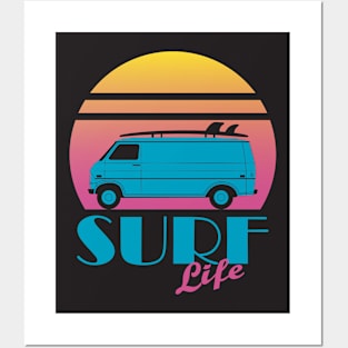 Surf Life, Retro 80s Illustration Posters and Art